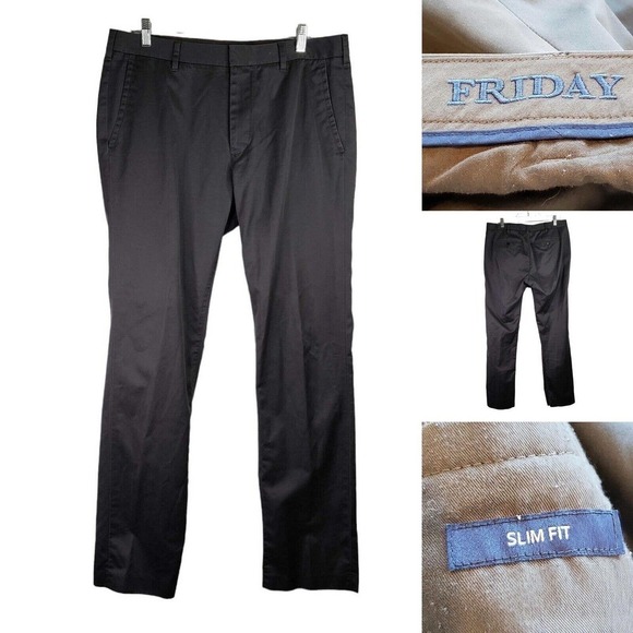 Bonobos Friday Mens Straight Fit Pants Gray Size 34 X 32 Cotton Zip